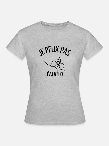 JE PEUX PAS J AI VELO - T-shirt Femme - gris chiné