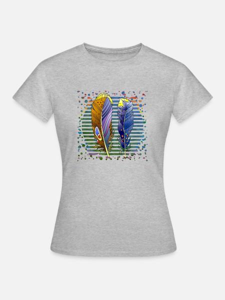 Feder - Frauen T-Shirt - Grau meliert