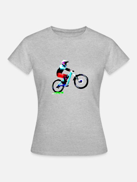 MTB bergab - Frauen T-Shirt - Grau meliert