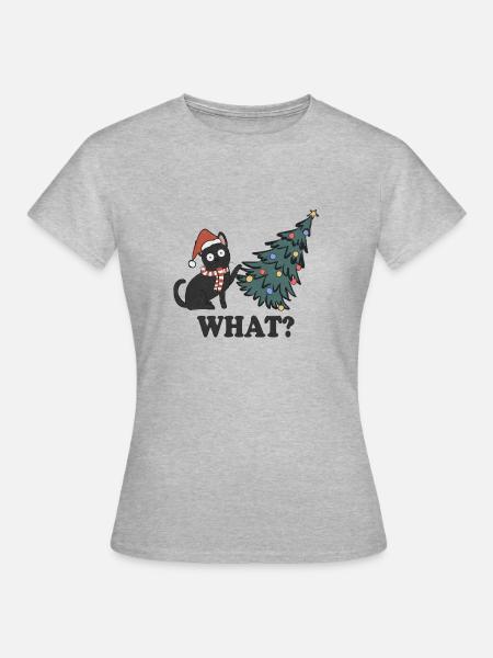 What? Katze Weihnachten - Frauen T-Shirt - Grau meliert