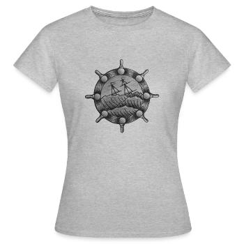 Navire de tatouage traditionnel - T-shirt Femme - gris chiné - Devant - AI Model Female 172 dark (172cm)