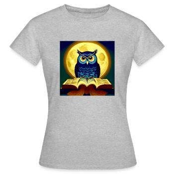 Büchereule im vollen Mond - Frauen T-Shirt - Grau meliert - Vorne - AI Model Female 172 dark (172cm)