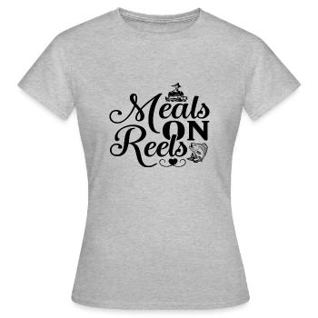 Repas sur bobines - T-shirt Femme - gris chiné - Devant - AI Model Female 172 dark (172cm)