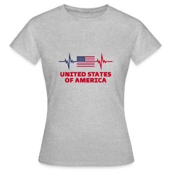 États-Unis d'Amérique Football battement de cœur - T-shirt Femme - gris chiné - Devant - AI Model Female 172 dark (172cm)