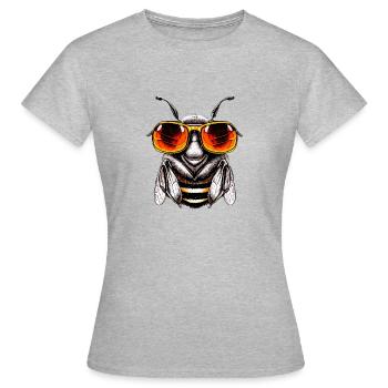 coole Biene mit Brille, Wespe, Hummel - Frauen T-Shirt - Grau meliert - Vorne - AI Model Female 172 dark (172cm)