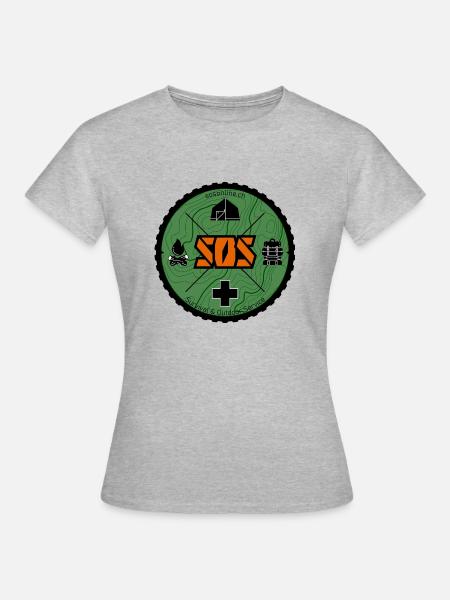 SOS Logo grün - Frauen T-Shirt - Grau meliert