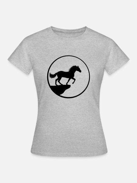 Klippe Mond Stehendes Pferd - Frauen T-Shirt - Grau meliert