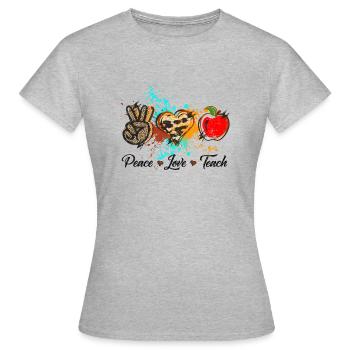 Paix Amour Enseigner - T-shirt Femme - gris chiné - Devant - AI Model Female 172 dark (172cm)