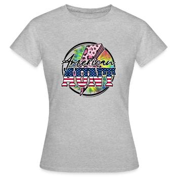 Tante américaine - T-shirt Femme - gris chiné - Devant - AI Model Female 172 dark (172cm)