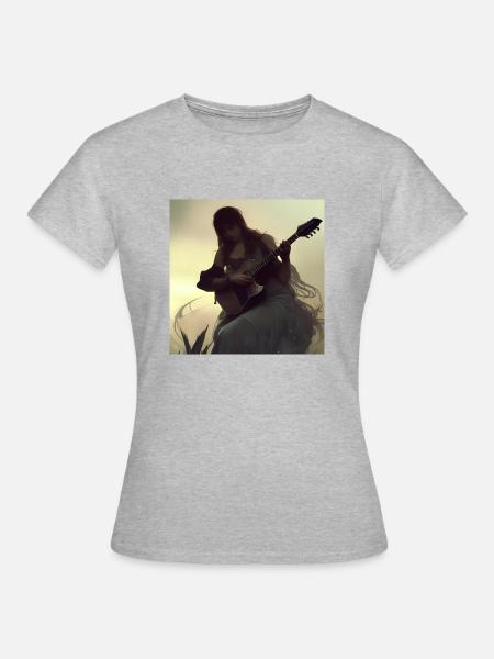 Antikes Gitarristenfoto - Frauen T-Shirt - Grau meliert