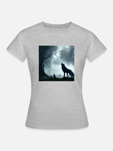 Brüllender Wolf - Frauen T-Shirt - Grau meliert