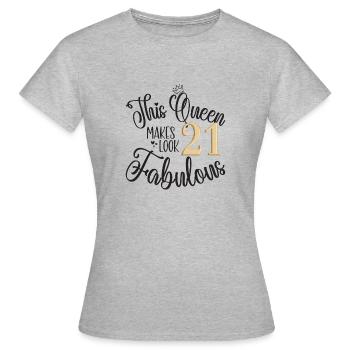 Cadeau d’anniversaire, Anniversaire de la Reine, Numéro, Or, Reine - T-shirt Femme - gris chiné - Devant - AI Model Female 172 dark (172cm)