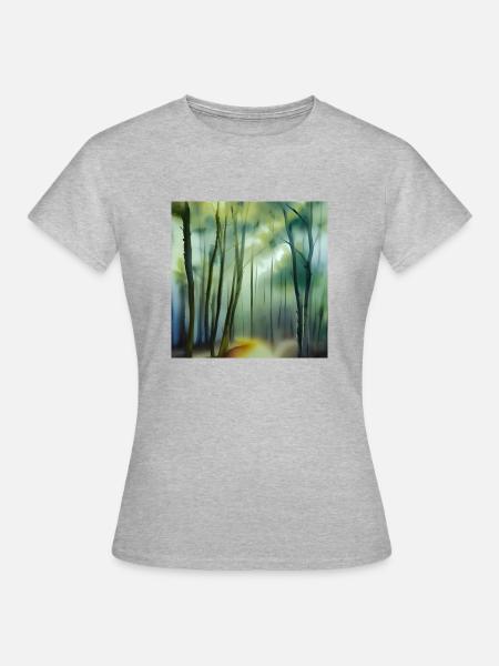 Nebel im Aquarellwald - Frauen T-Shirt - Grau meliert