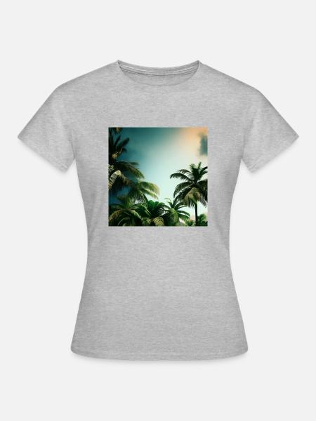 Landschaft mit Palmen - Frauen T-Shirt - Grau meliert