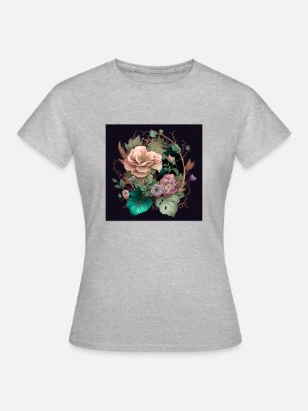 Floral Design 22 - Frauen T-Shirt - Grau meliert