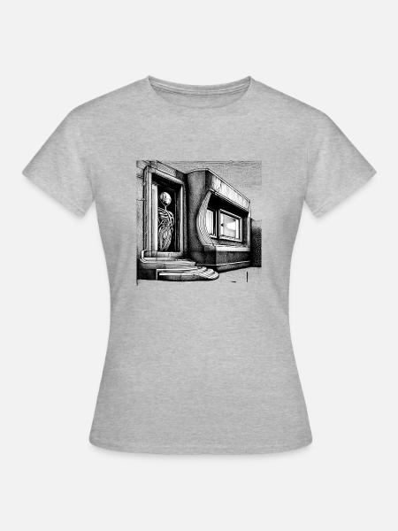 AlienHaus Giger Style - Frauen T-Shirt - Grau meliert
