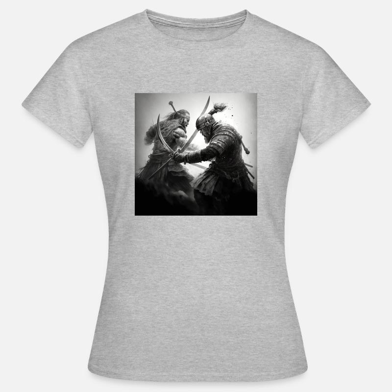 Samurai Vs Wikinger - Frauen T-Shirt - Grau meliert