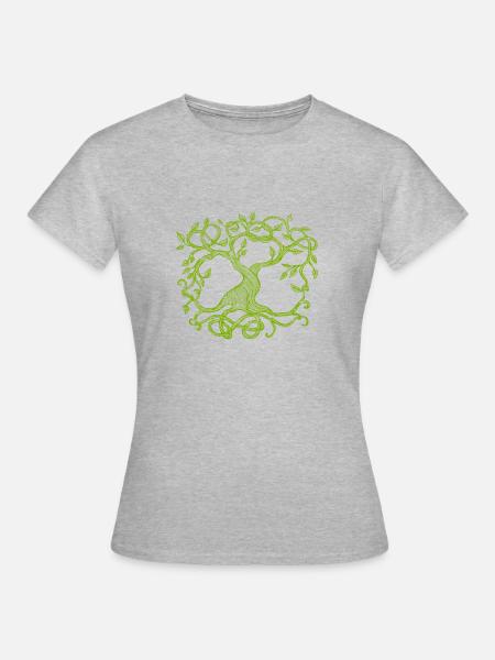 Keltischer Baum, grün - Frauen T-Shirt - Grau meliert