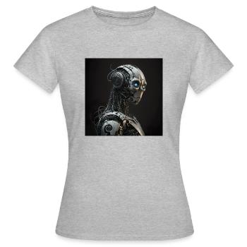 Blauäugiger Cyborg-Roboter - Frauen T-Shirt - Grau meliert - Vorne - AI Model Female 172 dark (172cm)