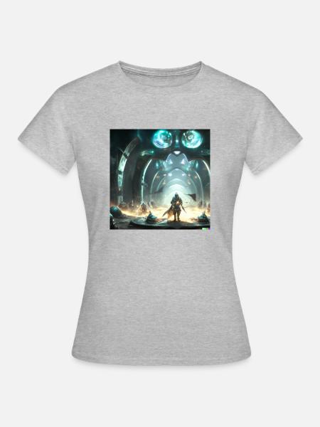 Sci-fi kampf digital art - Frauen T-Shirt - Grau meliert