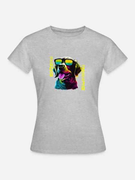 Funky Dog mit Sonnenbrille - Frauen T-Shirt - Grau meliert