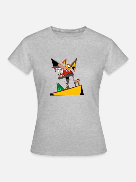 Der unwirkliche Wolf - Frauen T-Shirt - Grau meliert