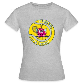 Licorne Rose, Tennis - T-shirt Femme - gris chiné - Devant - AI Model Female 172 dark (172cm)