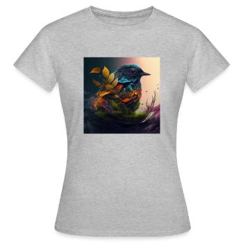 Ein Vogel im Nest der Natur - Frauen T-Shirt - Grau meliert - Vorne - AI Model Female 172 dark (172cm)