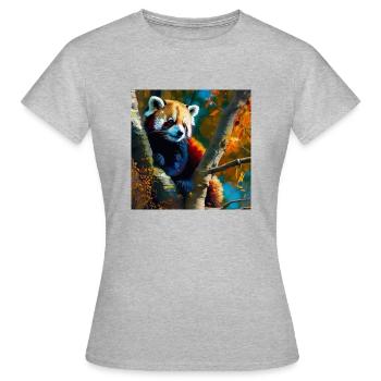 Cachette du panda rouge - T-shirt Femme - gris chiné - Devant - AI Model Female 172 dark (172cm)