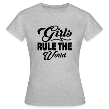 Girls rule the World - Frauen T-Shirt - Grau meliert - Vorne - AI Model Female 172 dark (172cm)