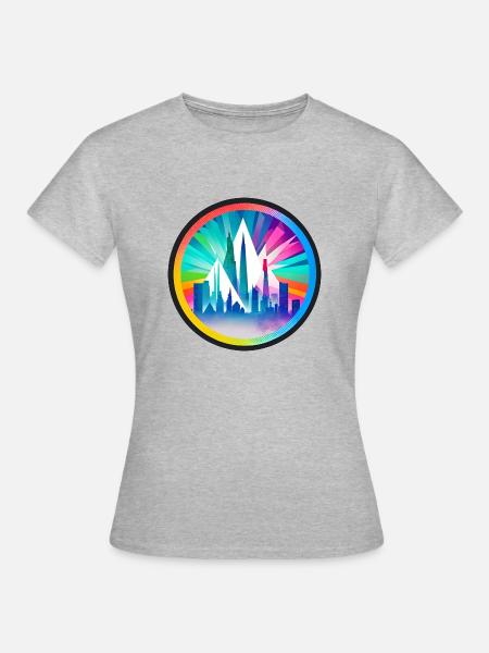 Buntes Stadtbild - Frauen T-Shirt - Grau meliert