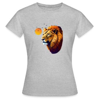 Löwe - Frauen T-Shirt - Grau meliert - Vorne - AI Model Female 172 dark (172cm)