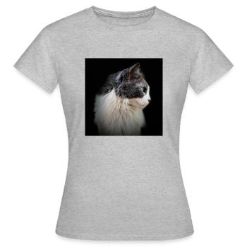 Profile of a cat staring into the unknown - Women's T-Shirt - heather grey - Front - AI Model Female 172 dark (172cm)