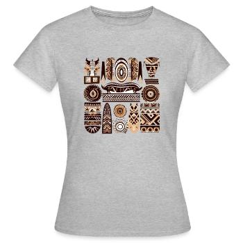 Folklore africain - T-shirt Femme - gris chiné - Devant - AI Model Female 172 dark (172cm)
