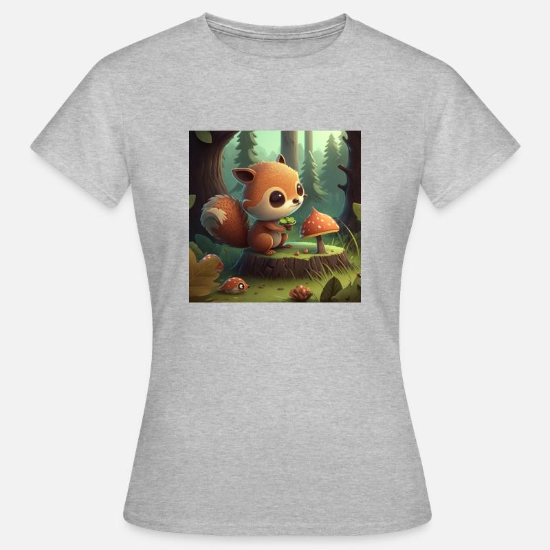 Cute squirrel eats in nature - Women's T-Shirt - heather grey
