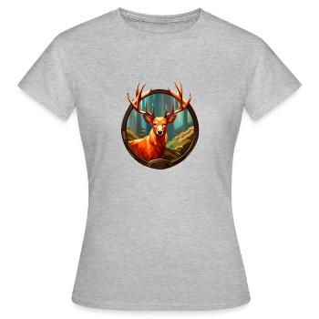 Hirschgeweih - Frauen T-Shirt - Grau meliert - Vorne - AI Model Female 172 dark (172cm)
