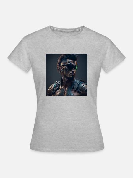 Future Cyberpunkt Warrior - Frauen T-Shirt - Grau meliert