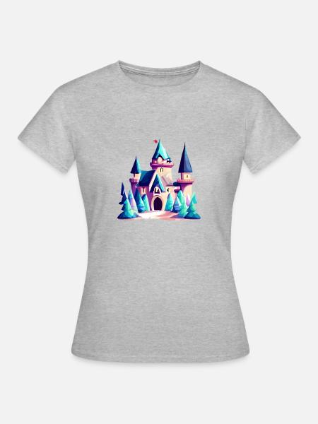 Schloss Fantasie Märchen - Frauen T-Shirt - Grau meliert