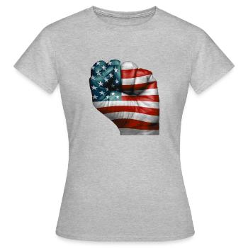 Drapeau américain peint sur un poing - USA - T-shirt Femme - gris chiné - Devant - AI Model Female 172 dark (172cm)