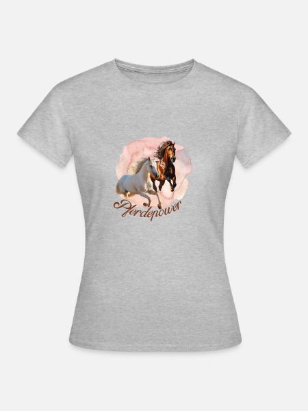 Pferdepower - Frauen T-Shirt - Grau meliert
