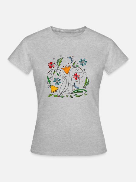 Blumen - Frauen T-Shirt - Grau meliert
