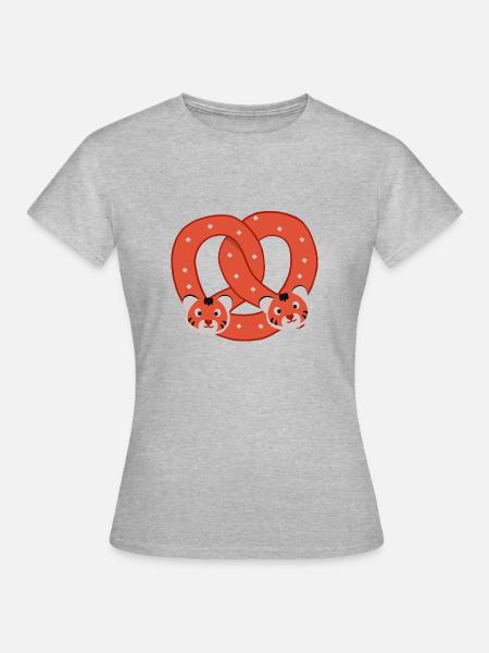Tiger Brezel - Frauen T-Shirt - Grau meliert