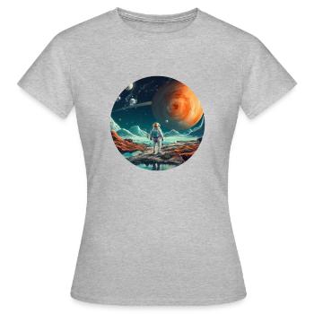 Spaceman um All, Astronauten Geschenk - Frauen T-Shirt - Grau meliert - Vorne - AI Model Female 172 dark (172cm)