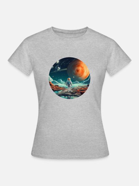 Spaceman um All, Astronauten Geschenk - Frauen T-Shirt - Grau meliert