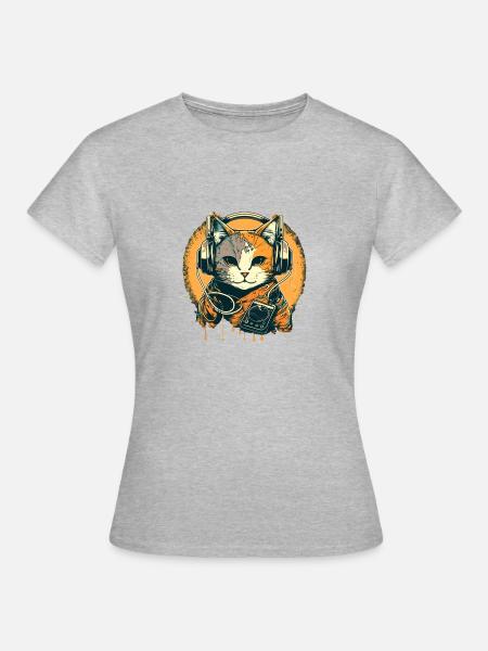 Street Art Cat - Frauen T-Shirt - Grau meliert