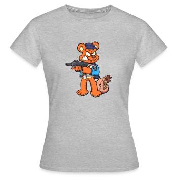 Ours en peluche avec Uzi - T-shirt Femme - gris chiné - Devant - AI Model Female 172 dark (172cm)