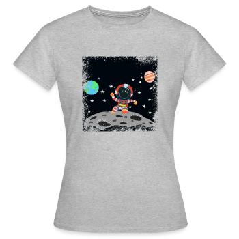 astronaute rouge blanc grunge - T-shirt Femme - gris chiné - Devant - AI Model Female 172 dark (172cm)