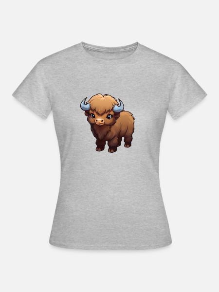 Baby Bison Büffel - Frauen T-Shirt - Grau meliert