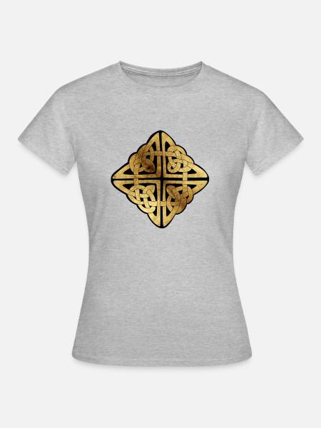 Celtic5 Pergament schwarzer Hintergrund - Frauen T-Shirt - Grau meliert
