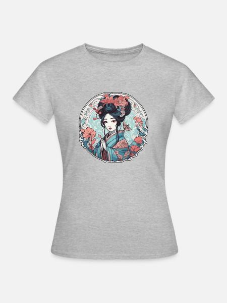Geisha - Frauen T-Shirt - Grau meliert